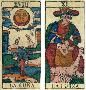 Luna due cani che abbaiano - Forza donna con leone Luna due cani che abbaiano - Forza donna con leone